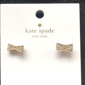 NWT Kate Spade Clear Gold Ready Set Bow Mini Earrings